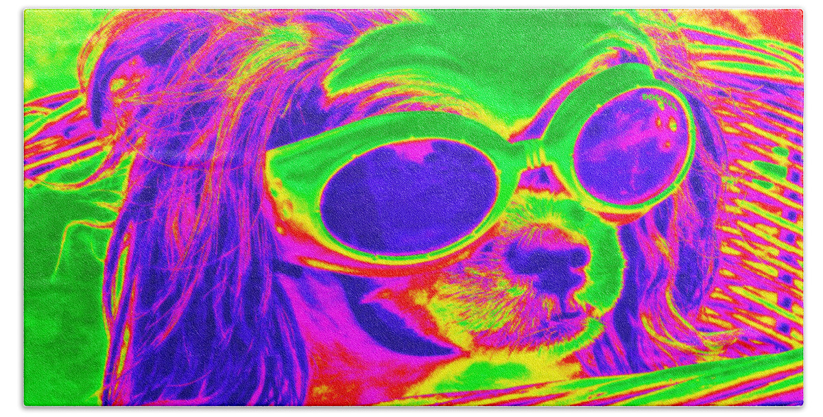 Pop Art Bath Towel featuring the photograph Front Seat Driver Pop Art - Puppy Mania by Ella Kaye Dickey