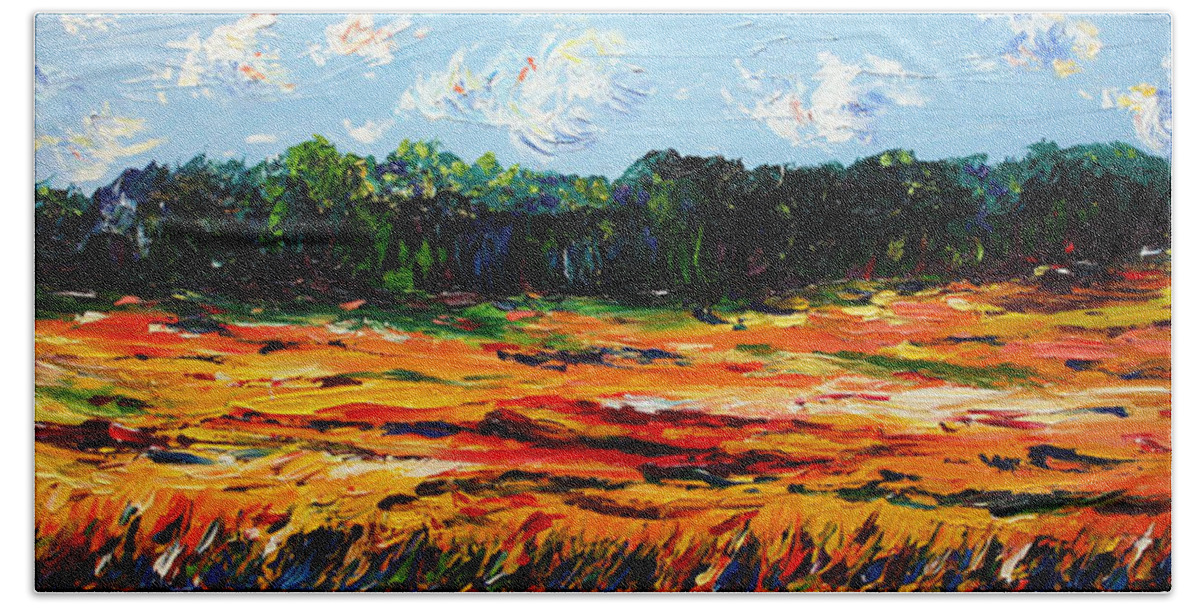 Landscape Bath Towel featuring the painting Fruition by Meaghan Troup
