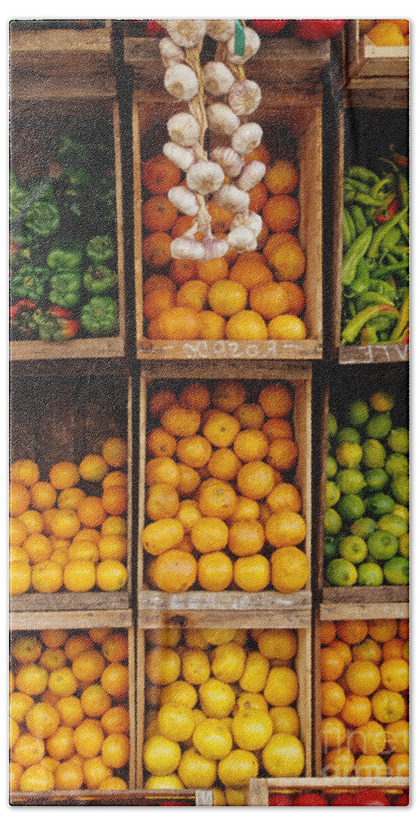 Street Market Bath Towel featuring the photograph Fruits And Vegetables In Open-air Market by William H. Mullins