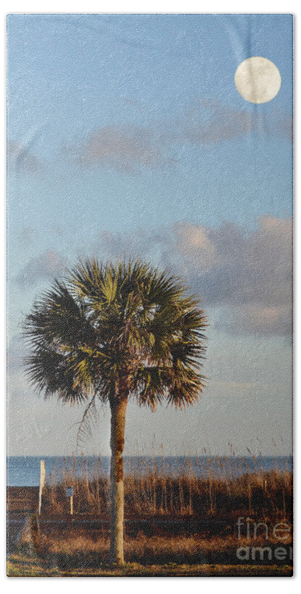 Scenic Hand Towel featuring the photograph Full Moon At Myrtle Beach State Park by Kathy Baccari
