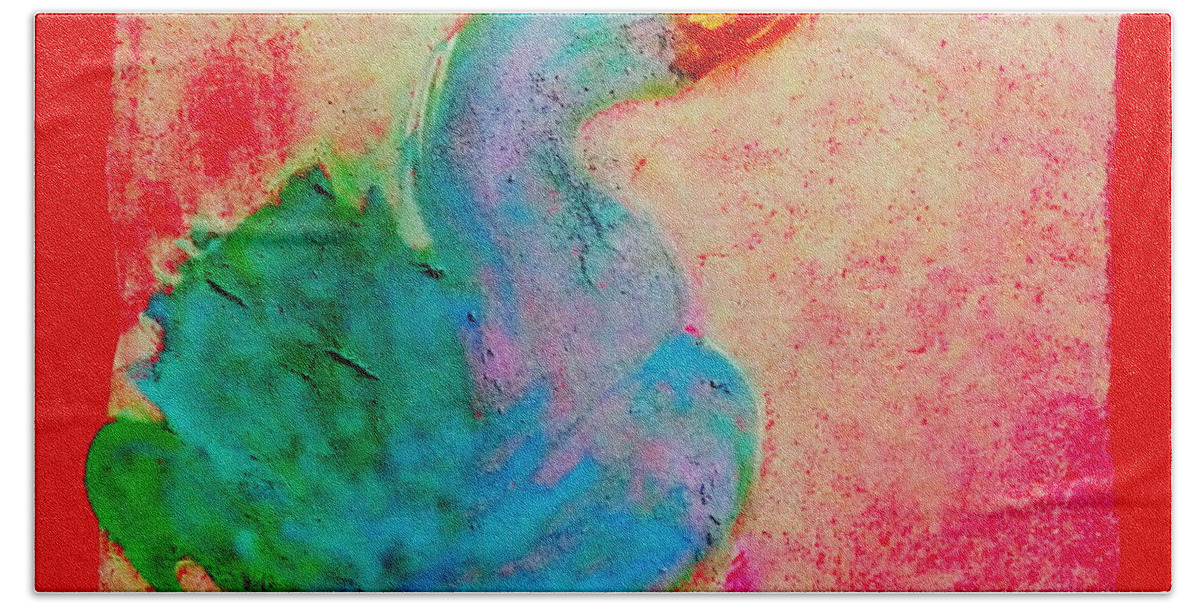 Art Bath Towel featuring the painting Funky Cute Cormorant Baby Bird Art Prints by Sue Jacobi
