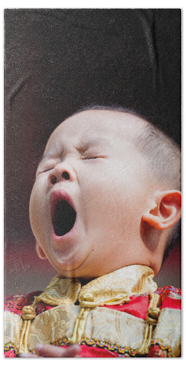 Beijing Bath Towel featuring the photograph Funny chinese child yawning by Matteo Colombo