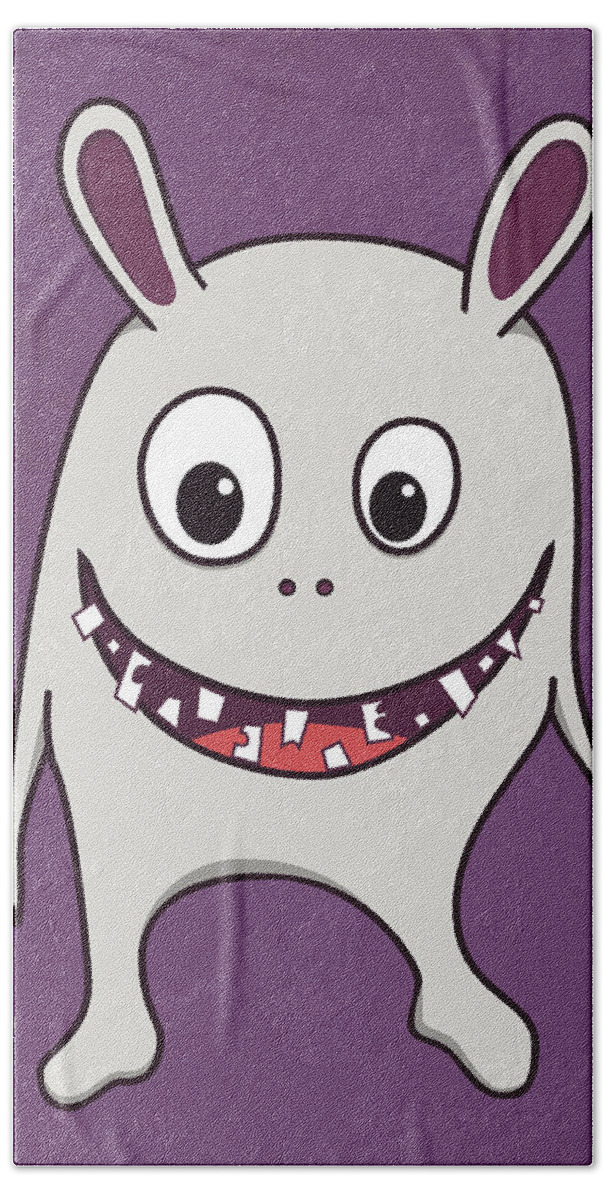 Funny Hand Towel featuring the digital art Funny Crazy Happy Monster by Boriana Giormova