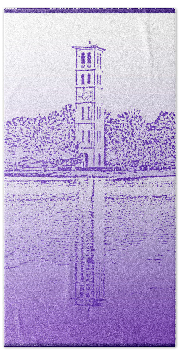 Furman University Bath Sheet featuring the digital art Furman Bell Tower by Greg Joens