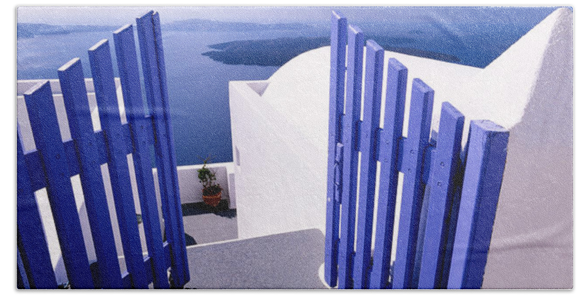 Photography Hand Towel featuring the photograph Gate At The Terrace Of A House by Panoramic Images