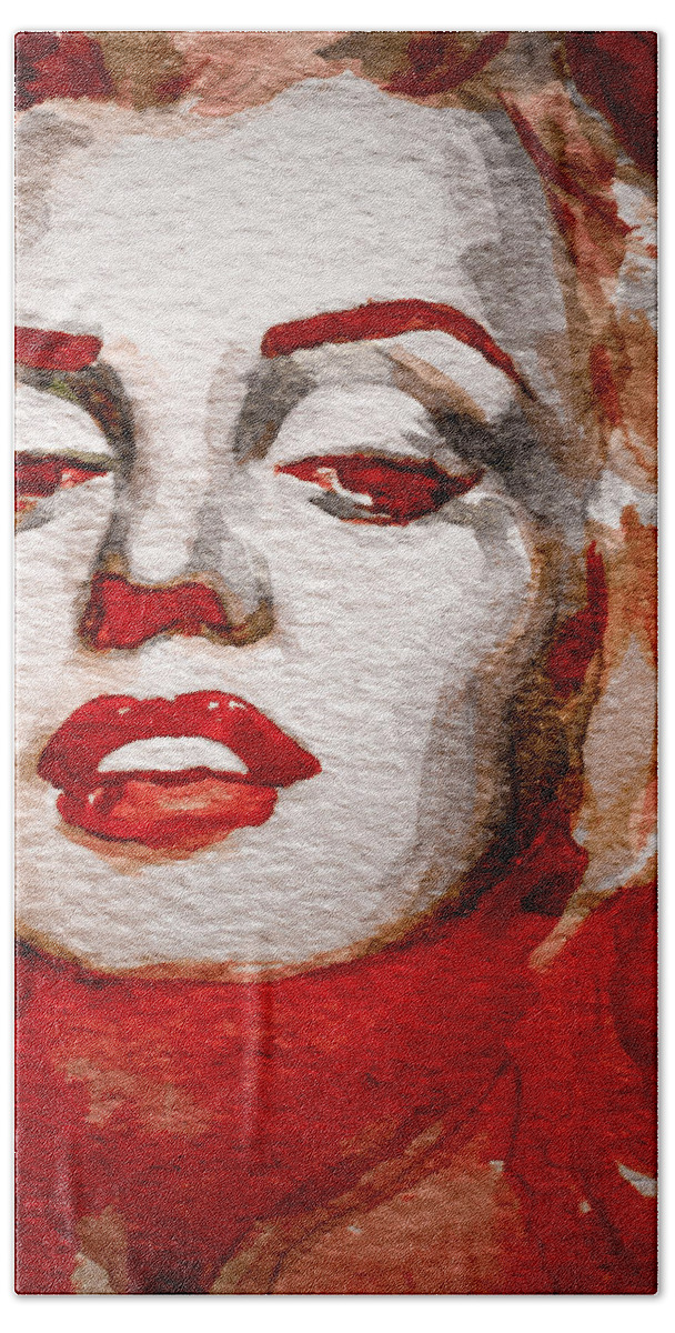 Marilyn Monroe Hand Towel featuring the painting Gentlemens Prefer Blondes by Laur Iduc
