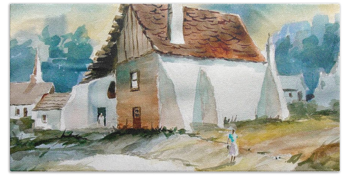 House Hand Towel featuring the painting George's House by Sam Sidders