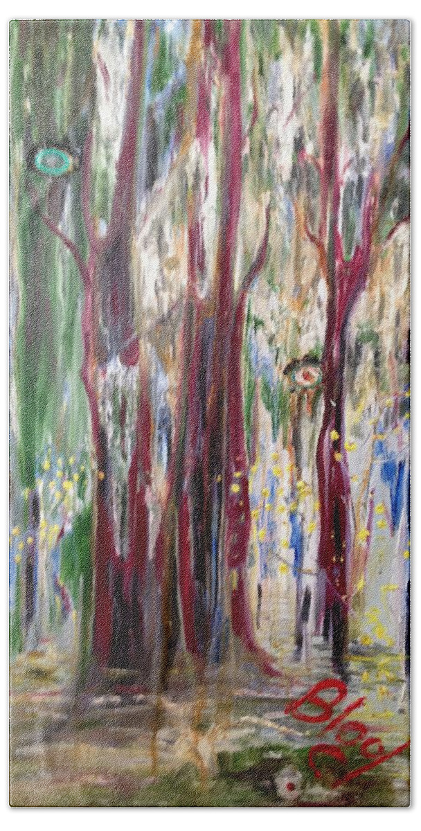 Trees Hand Towel featuring the painting Georgia Marsh in March by Peggy Blood