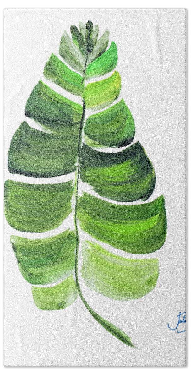Giant Hand Towel featuring the painting Giant Palm Leaf II by Julie Derice