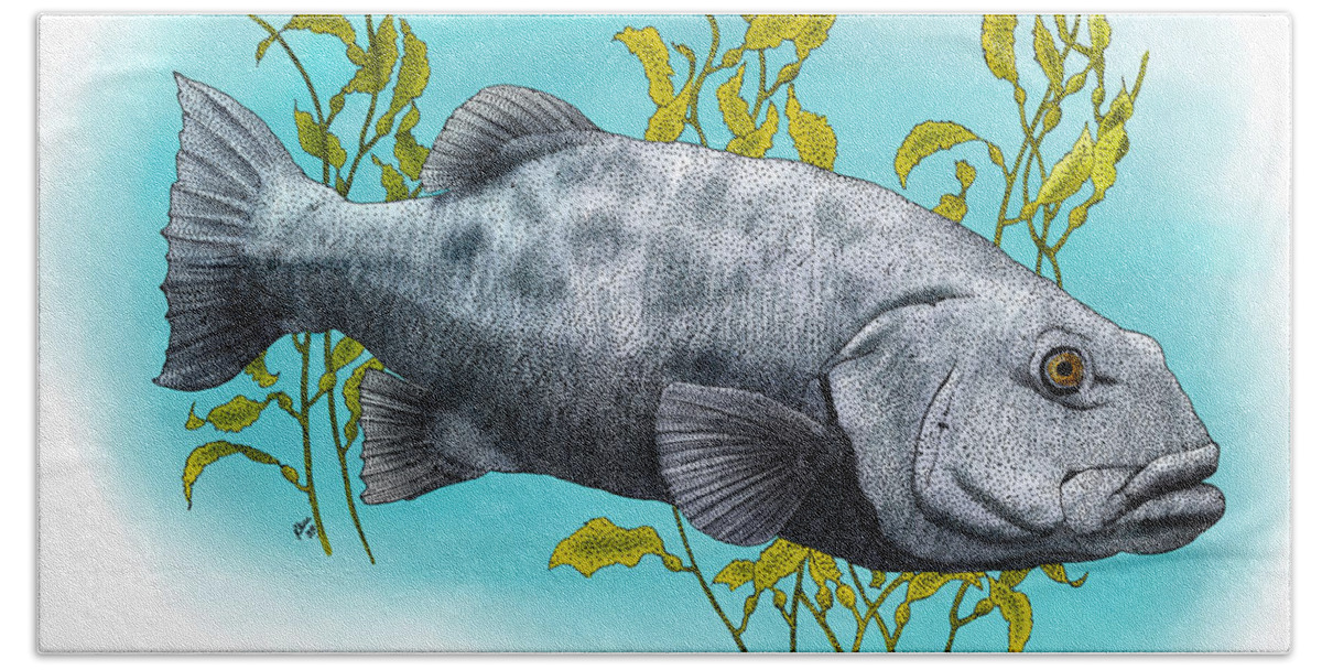 Animal Hand Towel featuring the photograph Giant Sea Bass by Roger Hall