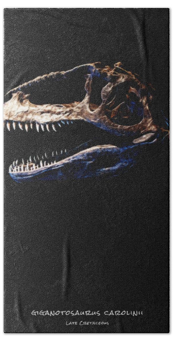 Giganotosaurus Carolinii Skull Hand Towel featuring the photograph Giganotosaurus Skull 2 by Weston Westmoreland