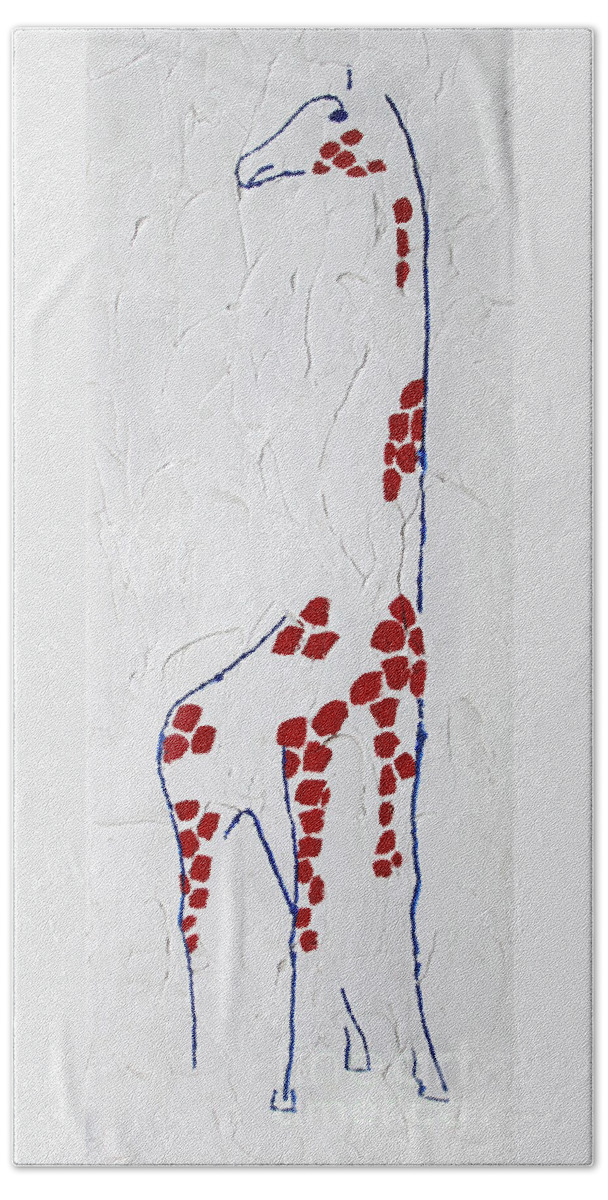 Animal Hand Towel featuring the painting Giraffe Abstract by Karen Adams