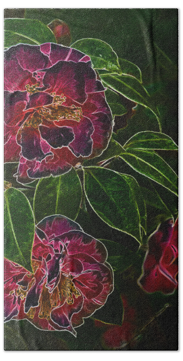 Flowers Hand Towel featuring the photograph Glowing Camellia by Penny Lisowski