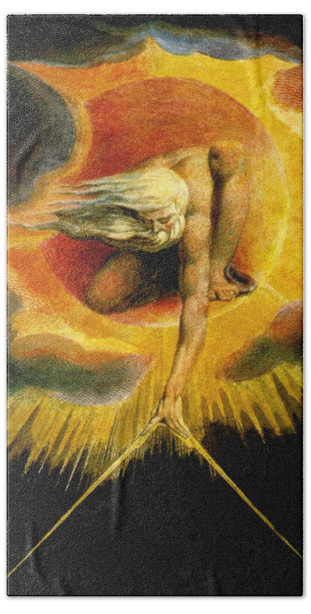 Romanticism Bath Towel featuring the painting God As Architect by William Blake