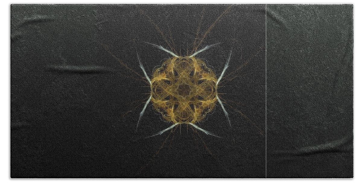 Gold Bath Towel featuring the painting Gold Fractal's Cross by Bruce Nutting