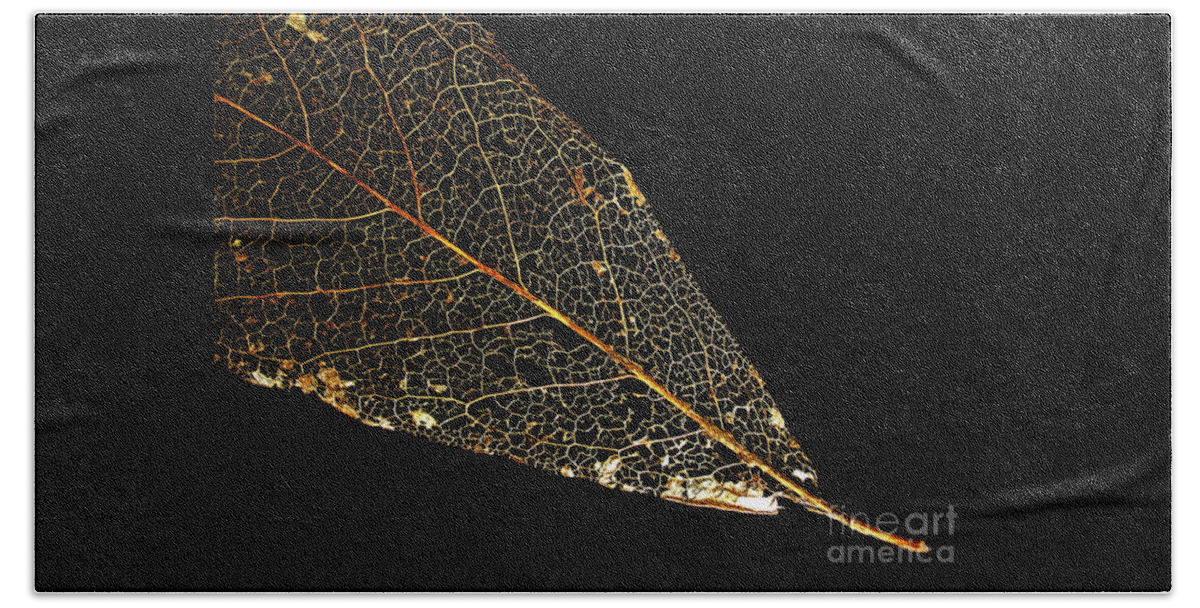 Leaf Hand Towel featuring the photograph Gold Leaf by Ann Horn