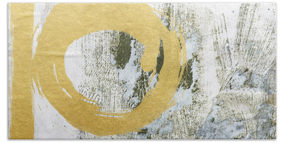 Gold Hand Towel featuring the painting Gold Rush - Abstract Art by Linda Woods
