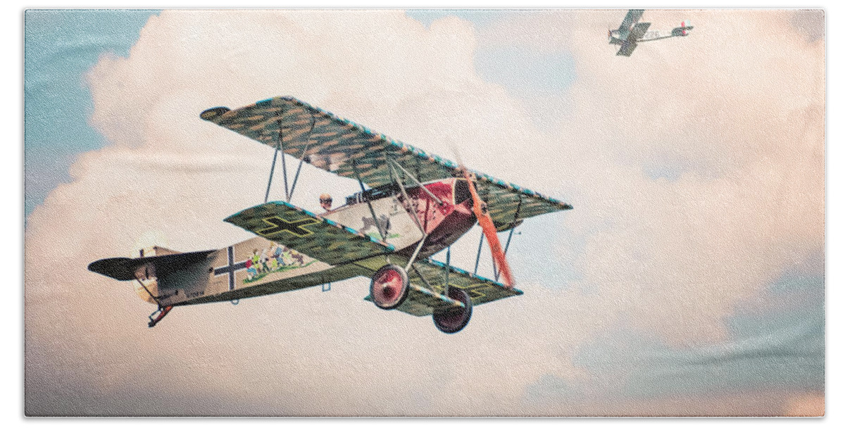 World War L Hand Towel featuring the photograph Golden Age of Aviation - Replica Fokker D Vll - World War I by Gary Heller