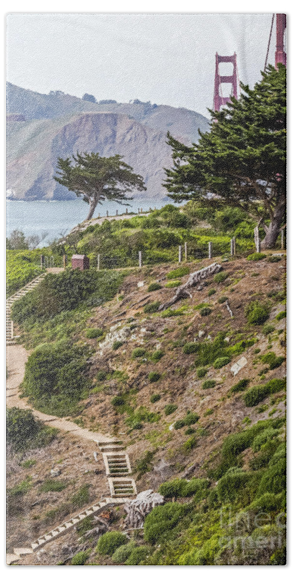 Hdr Bath Towel featuring the photograph Golden Gate Trail by Kate Brown