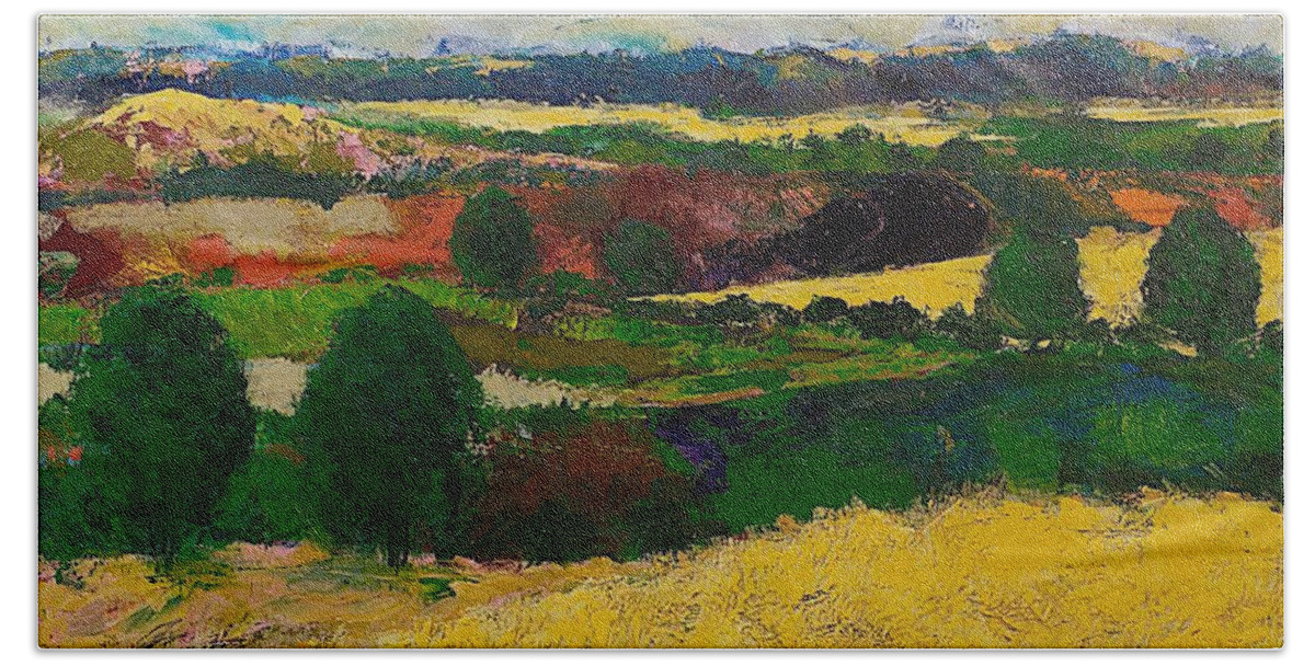 Landscape Bath Towel featuring the painting Golden Mound by Allan P Friedlander