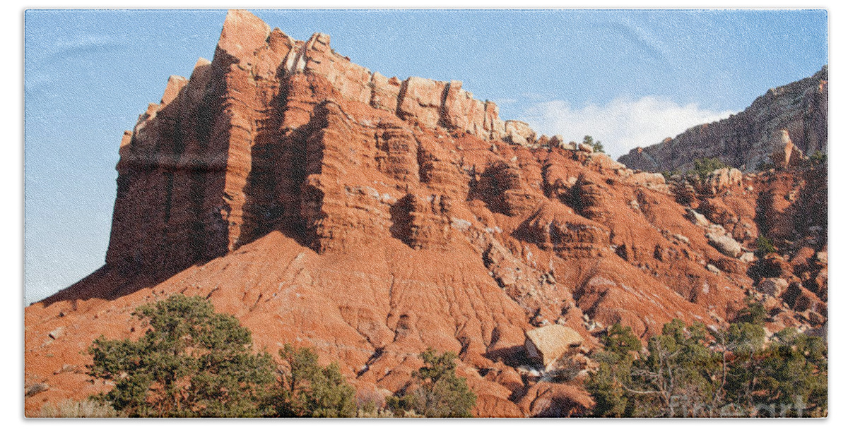 Autumn Hand Towel featuring the photograph Golden Throne Capitol Reef National Park by Fred Stearns
