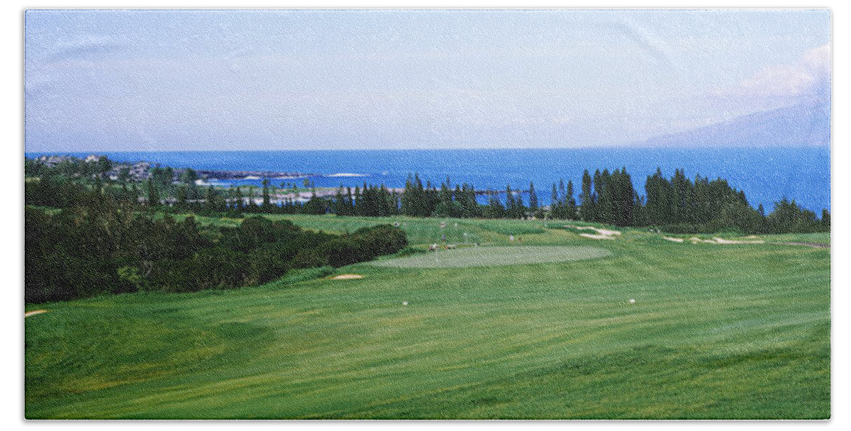 Photography Bath Towel featuring the photograph Golf Course At The Oceanside, Kapalua by Panoramic Images