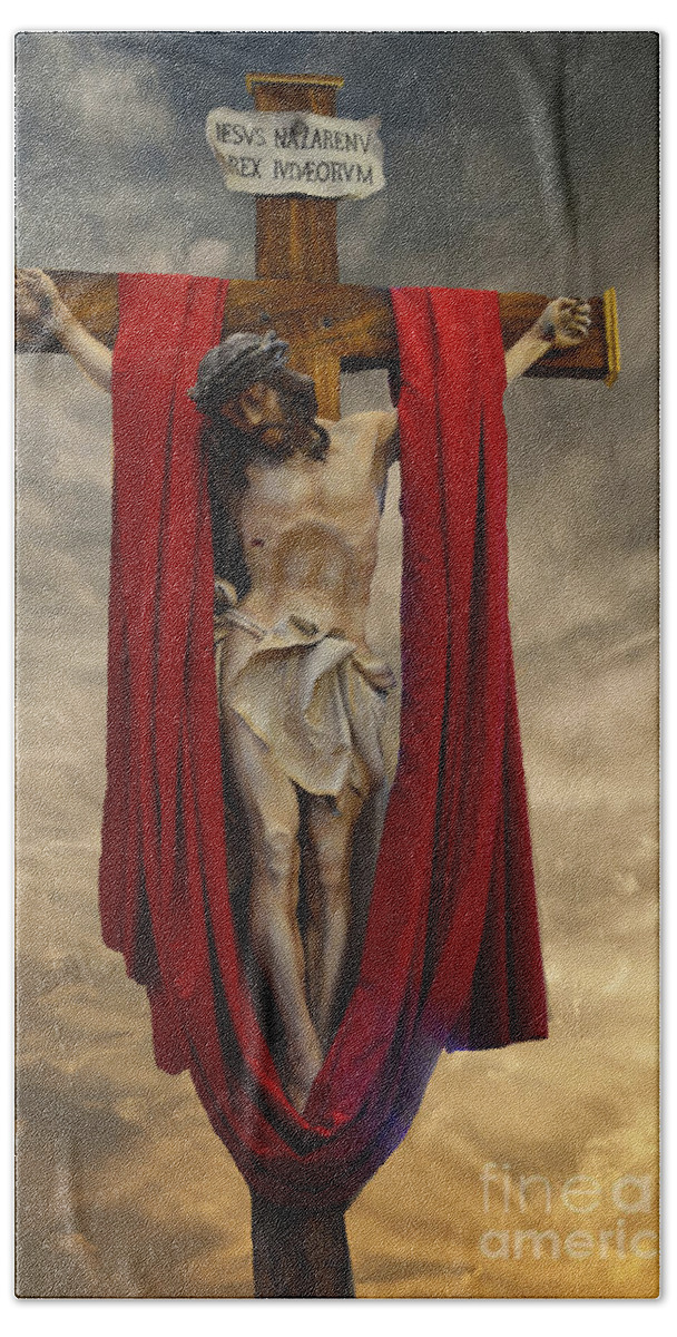 His Ultimate Mercy Hand Towel featuring the photograph His Ultimate Gift of Mercy - Jesus Christ by Luther Fine Art