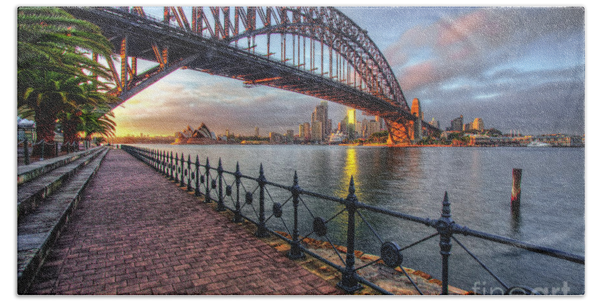 Sydney Harbor Bridge Hand Towel featuring the photograph Good Morning Sydney by Linda D Lester