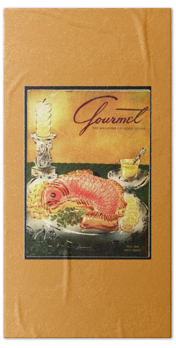 Gourmet Cover Illustration Of Salmon Mousse Bath Towel