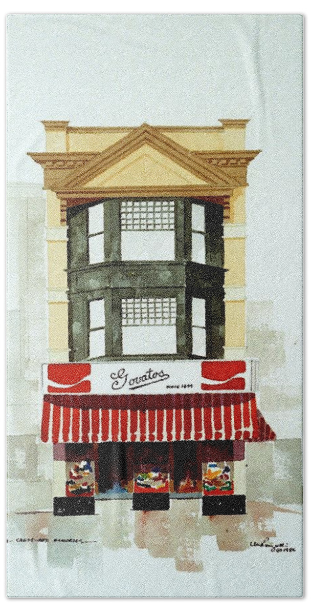 Wilmington De Hand Towel featuring the painting Govatos' Candy Store by William Renzulli