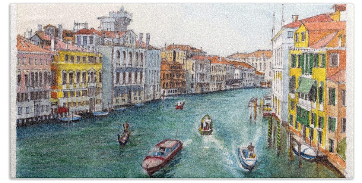 Venice Bath Towel featuring the painting Grand Canal Venezia by Dai Wynn