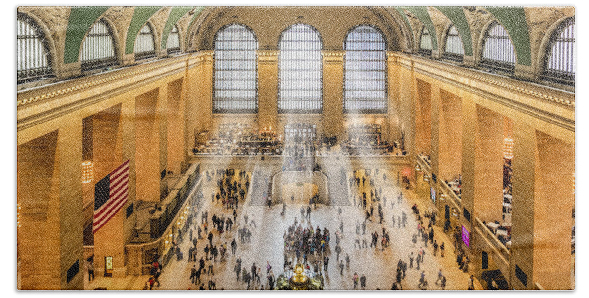 New York City Bath Towel featuring the photograph Grand Central Terminal Birds Eye View I by Susan Candelario