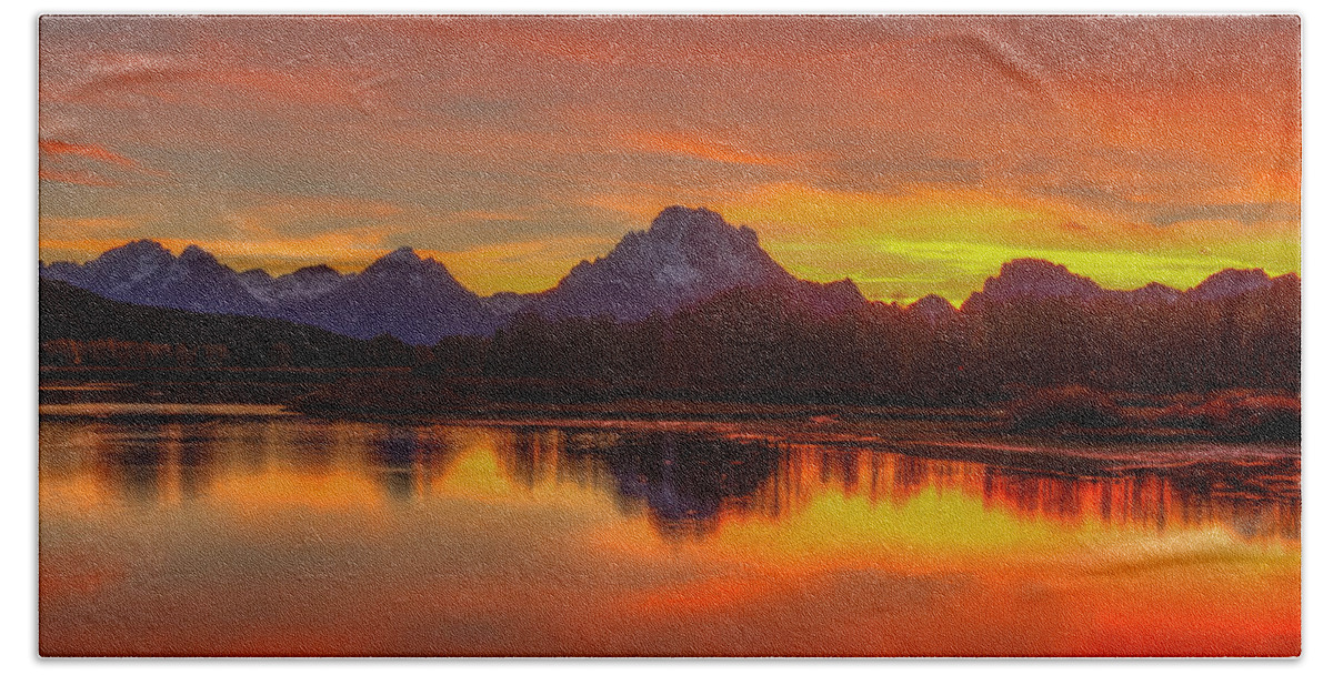 Grand Tetons Hand Towel featuring the photograph Grand Teton Sunset by Brenda Jacobs