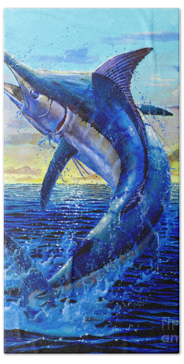 Marlin Hand Towel featuring the painting Grander Off007 by Carey Chen