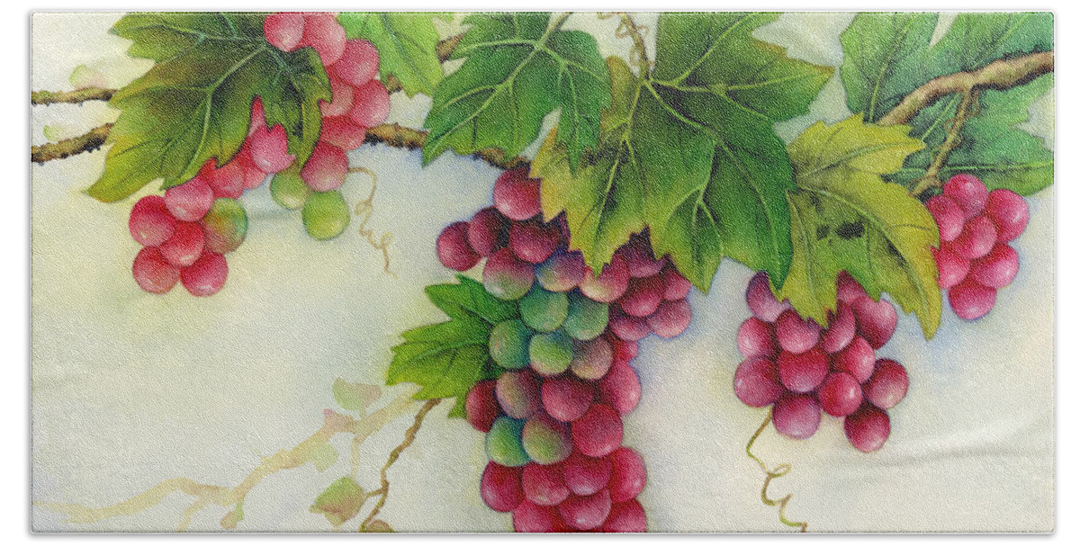 Grapes Hand Towel featuring the painting Grapes by Hailey E Herrera