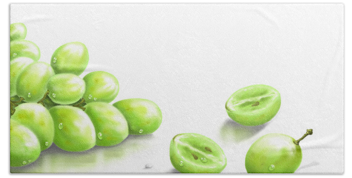 Digital Bath Towel featuring the painting Grapes by Veronica Minozzi