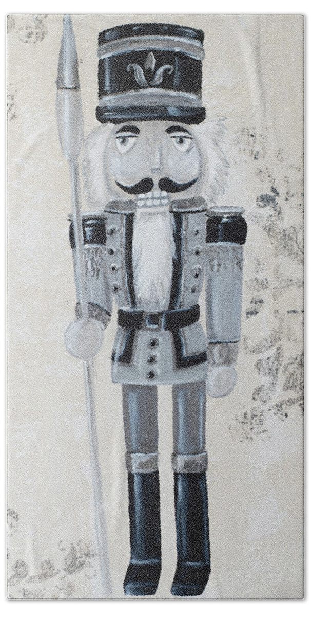 Nutcracker Hand Towel featuring the painting Gray Nutcracker I by Tiffany Hakimipour