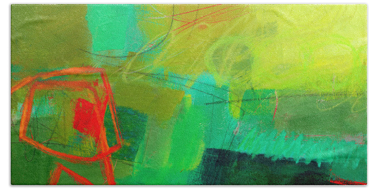 Color Bath Sheet featuring the painting Green and Red #1 by Jane Davies