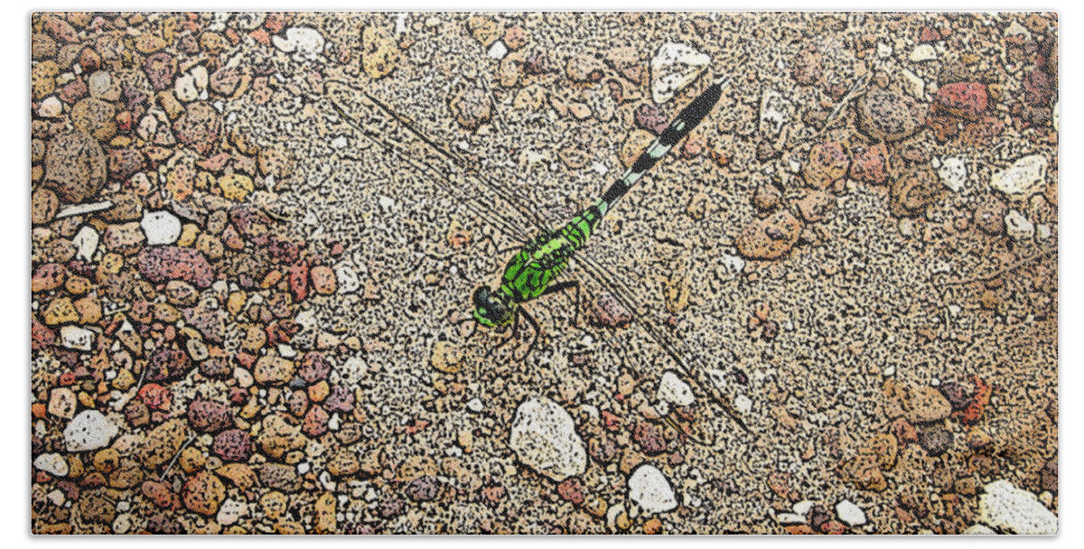 Green Dragonfly Photograph Canvas Print Bath Towel featuring the photograph Green Dragon by Lucy VanSwearingen
