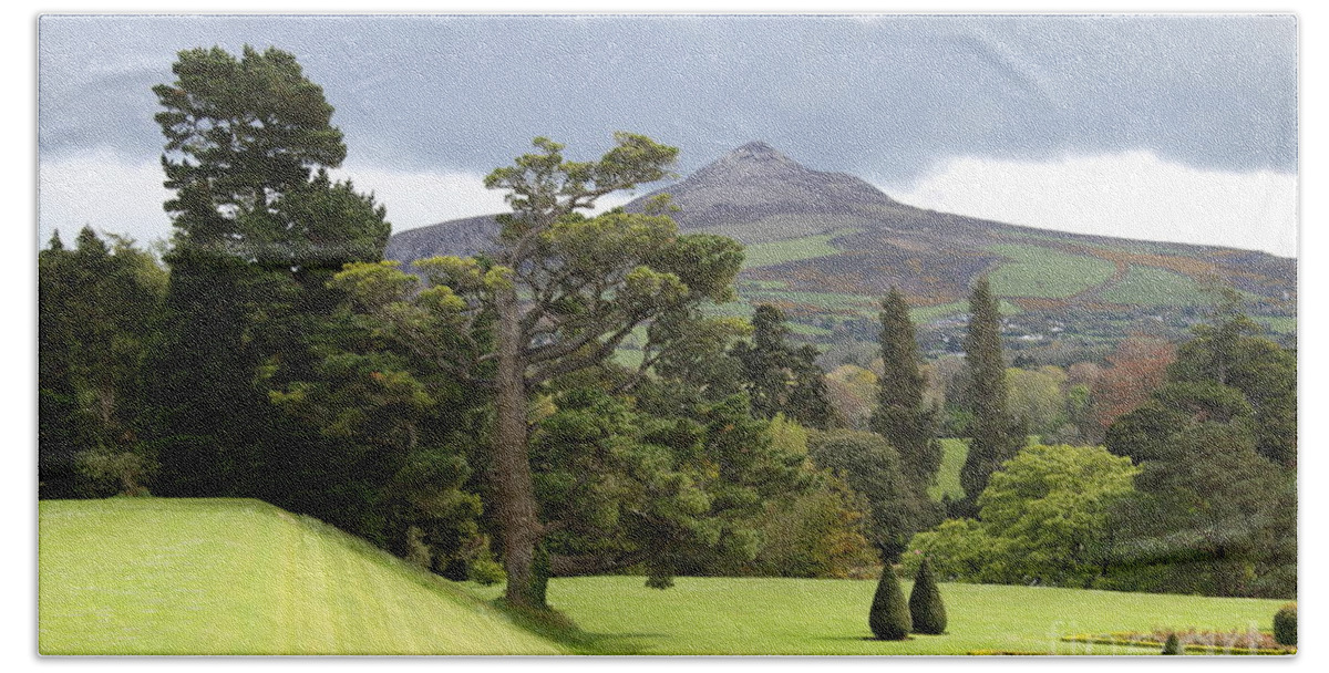 Powerscourt Bath Towel featuring the photograph Green Green Garden And Mountain by Christiane Schulze Art And Photography
