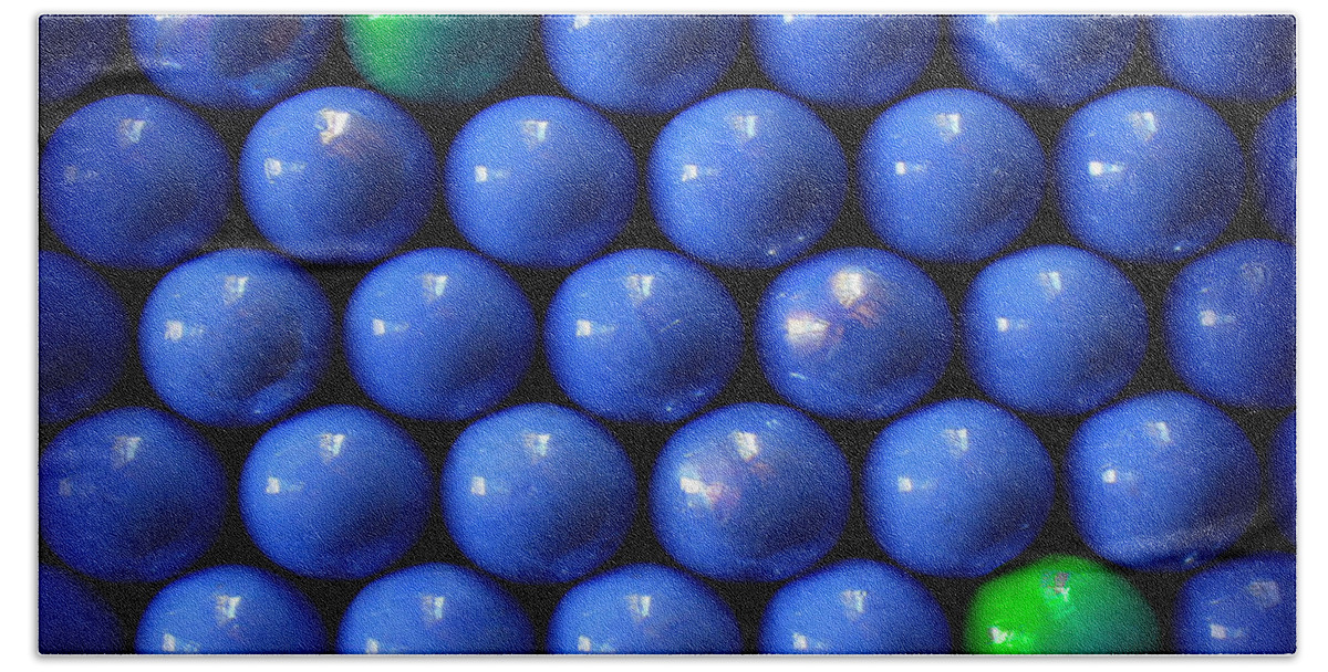Blue Bath Towel featuring the photograph Green in blue by Danuta Bennett