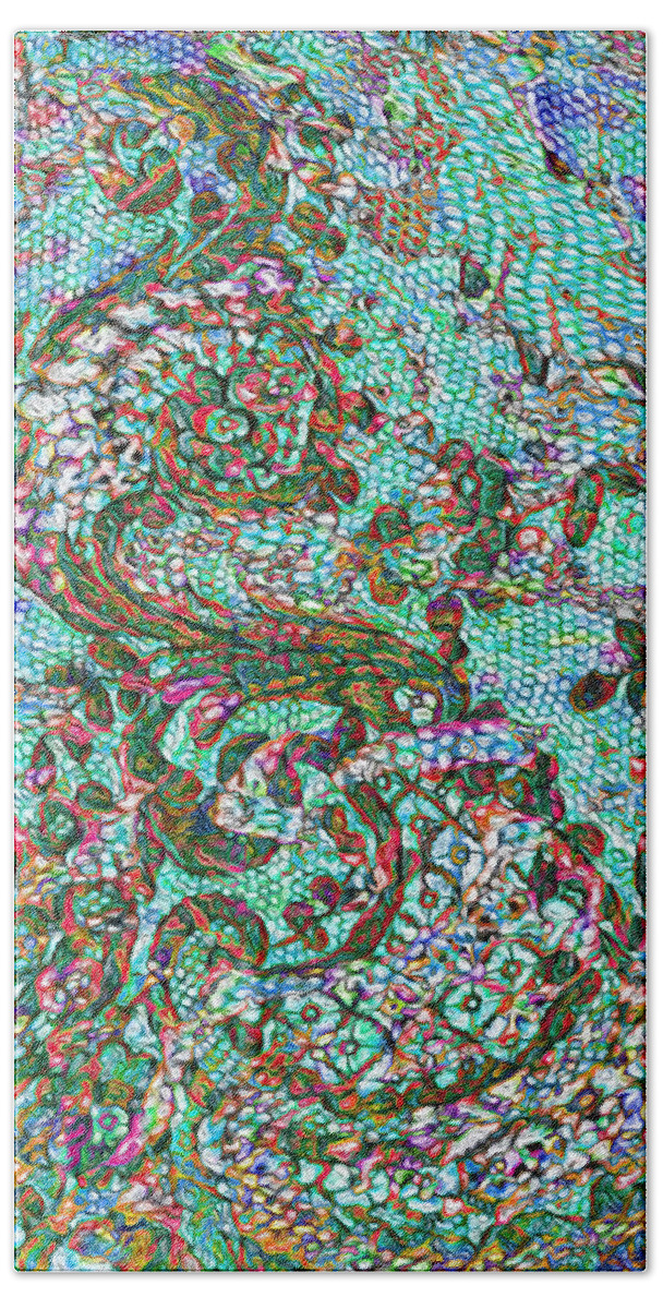 Lace Bath Towel featuring the photograph Green Painted lace by Stephanie Grant