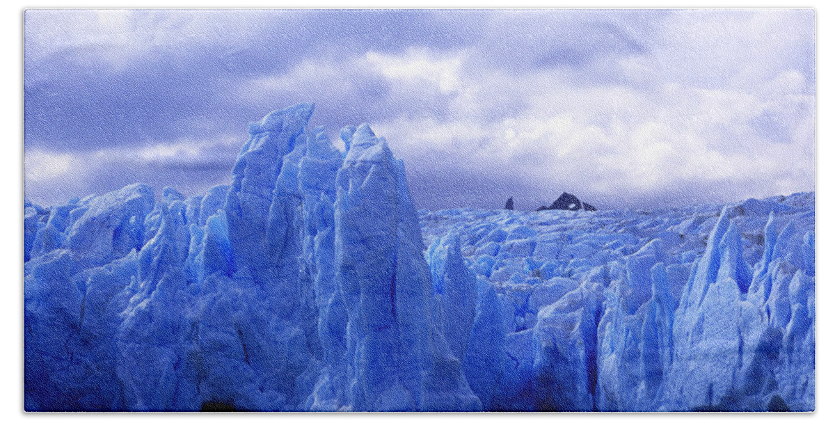 Glacier Bath Sheet featuring the photograph Grey Glacier Patagonia Chile by James Brunker