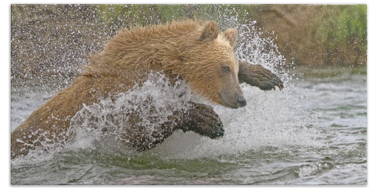 Grizzly Bear #2 Hand Towel by M. Watson - Pixels