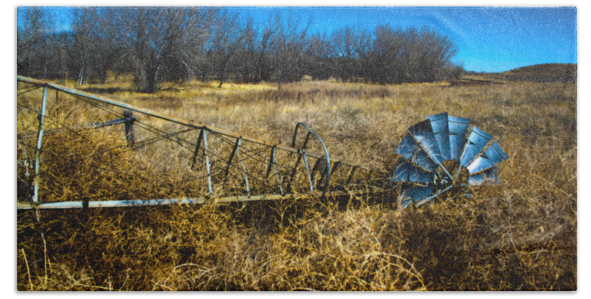 Windmill Bath Towel featuring the photograph Grounded-HDR by Shane Bechler