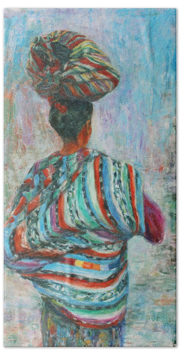 Figurative Bath Towel featuring the painting Guatemala Impression I by Xueling Zou