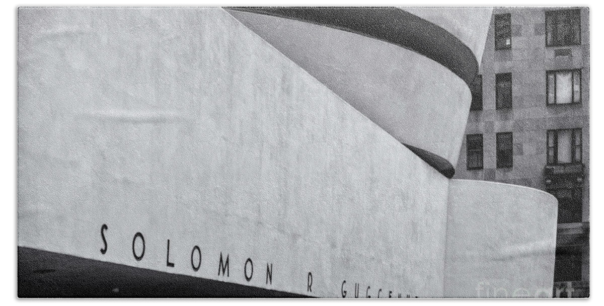 Art Bath Towel featuring the photograph Guggenheim Museum BW Selenium by Jerry Fornarotto