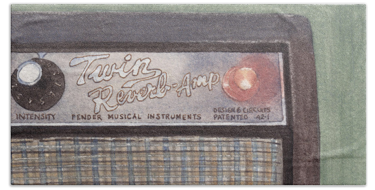 Guitar Hand Towel featuring the painting Guitar Amp Sketch by Ken Powers