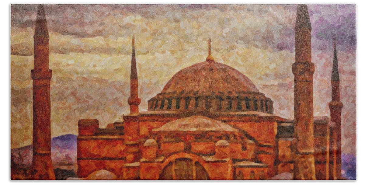 Digital Bath Towel featuring the painting Hagia Sophia Digital Painting by Antony McAulay