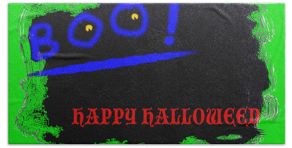 Halloween Hand Towel featuring the digital art Halloween Boo by Christopher Rowlands